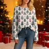 Women's Fashionable Oversized Knitwear Long-Sleeved Christmas Print Top