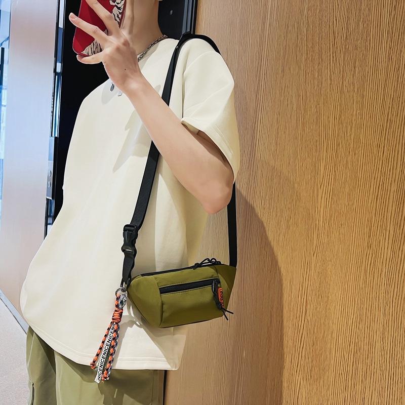 New Trendy Men's Messenger Bag Fashionable Versatile Small Fanny Pack Hong Kong Style Couple Shoulder Bag Ins Mobile Phone Bag