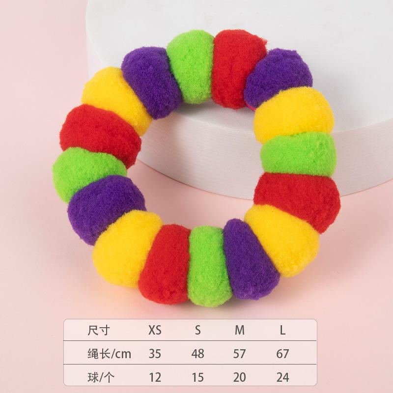 Pet Collar with Colorful Pom-poms, Handmade Woven Christmas Cat Collar, Corgi Neck Collar Accessories