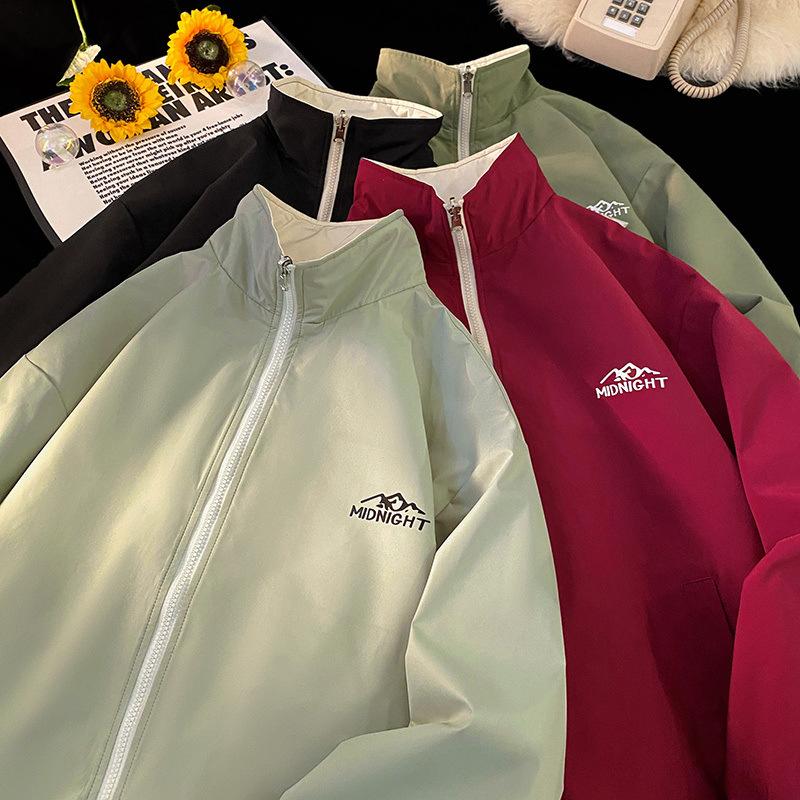 Stehkragen Doppelseitige Jacke für Herren, Paar Winddichte Jacke für Frühling und Herbst, Sportjacke für Herren