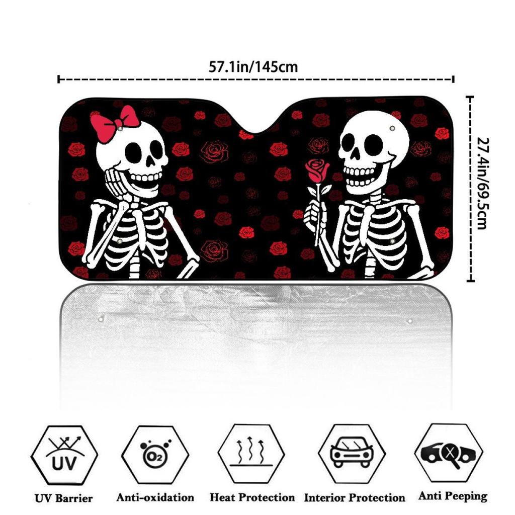 SHEIN Creative Skull Car Sunshade – Portable, Custom Windshield Visor