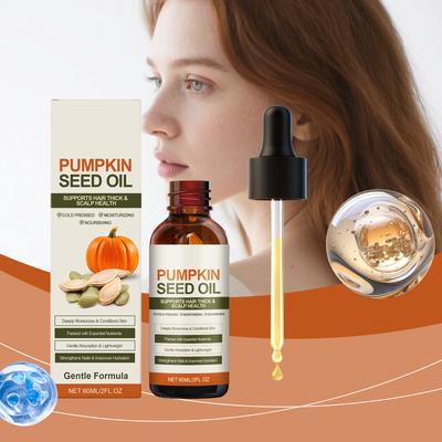 Olio Cura Semi di Zucca Idrata Profondamente la Pelle, Nutre le Unghie, Idrata e Supporta Capelli Folti, Cuoio Capelluto Sano, Leggero e Facile 60ML