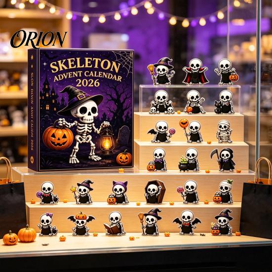 Halloween Party Entertainment Ghost Advent Calendar, 24 Day Countdown Box with Calendar Figurines, Spooky Collectible Toy Set for Kids, Favor