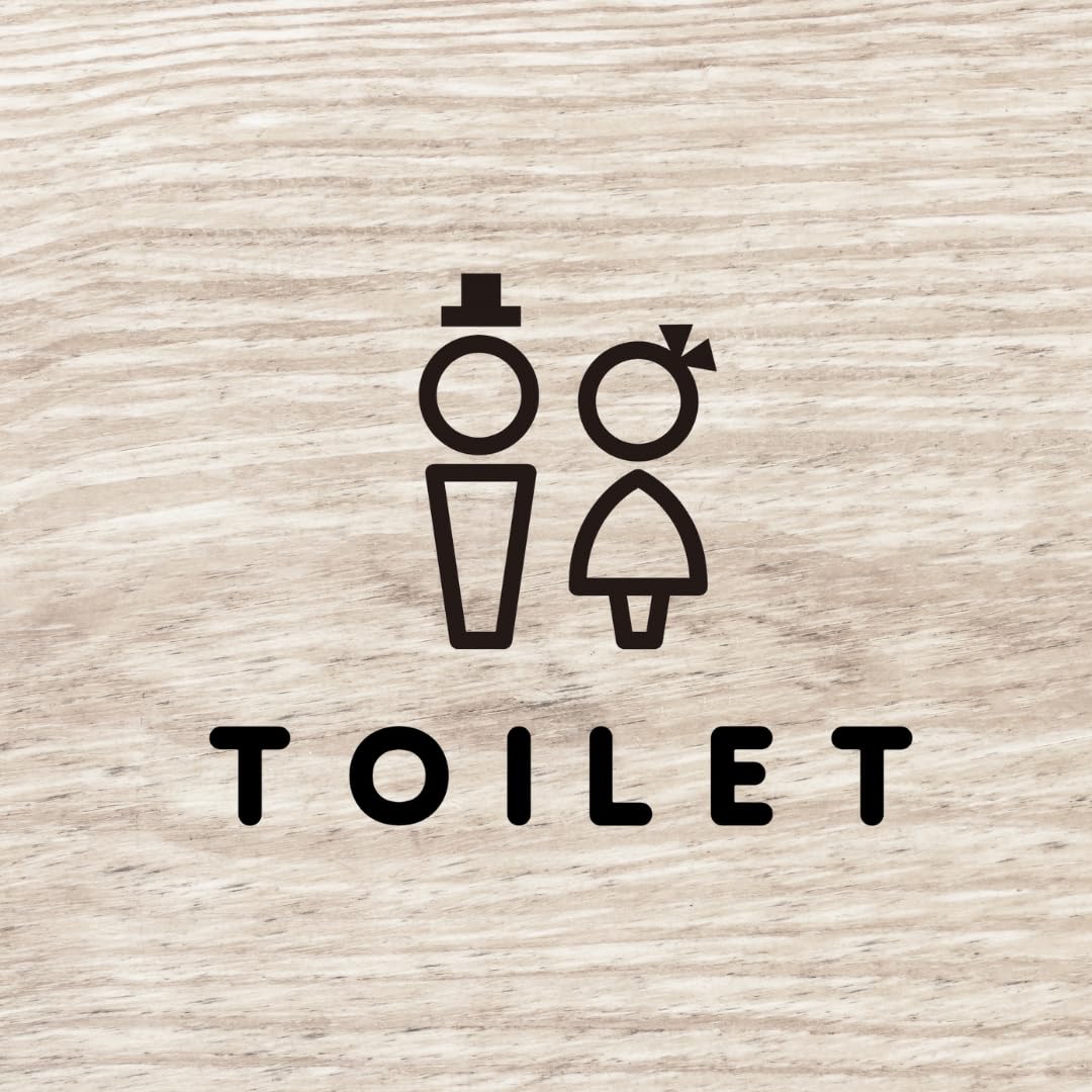 

nicotto Room Sign Door Sticker TOILET Toilet Sticker Simple Cute Pictogram Style Men and Women Cutting Letters Cutting Sheet x 11cm Indoor 8.6 (Black)