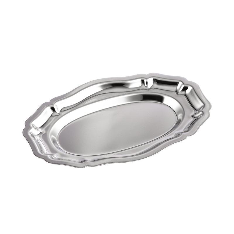 304 Stainless Steel Nordic Oval Tray: Dessert, Cake, Breakfast, Dining, Fruit Plate