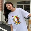 Hello Kitty Cartoon Printed Short Sleeve Summer Cotton Tshirts Womens Family Matching Outfits Tops Tee Trendy Yk Tops