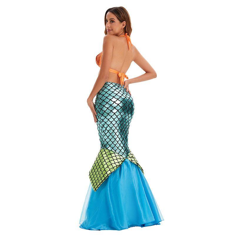 Halloween Costume Adult Mermaid Sequin Princess Dress Fishtail Cosplay European and American Amazon Hot-Selling Mermaid Dress