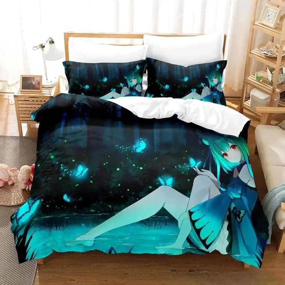 

3D Мультфильмы VTuber Hololive Uruha Rushia Комплект Постельного Белья Односпальный Полуторный Двуспальный Кинг-сайз Комплект для Кровати Взрослый Детский Спальня Комплекты Пододеяльников 70x133cm 2pcs