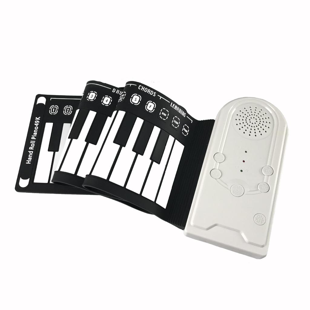 49-Key Hand-Rolled Portable Folding Trumpet Key Electronic Keyboard for Beginner Children