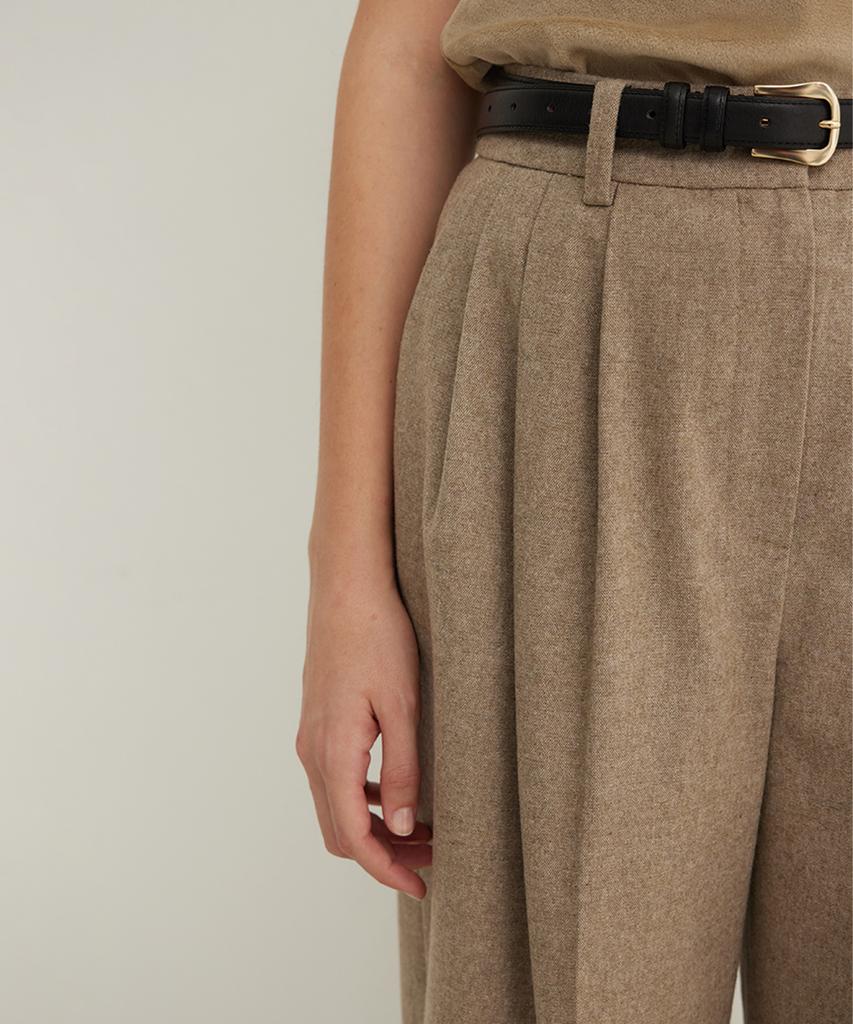 STEP AROUND Wool Blend Wide Pleated Slacks_Taupe