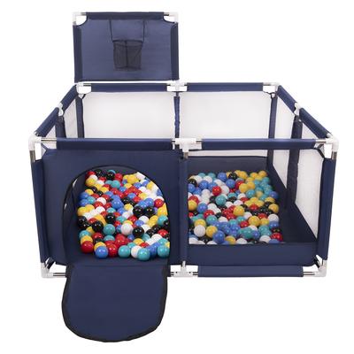 Square Play Pen Filed with 100 Balls Basketball, Blue:black/white/blue/red/yellow/turquoise