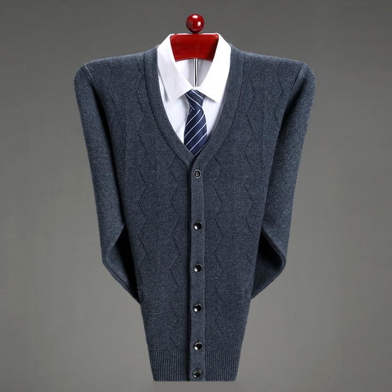 Brandneuer Herren Winter Kaschmir Cardigan: Mid-Age Dad Stil, Dicker Business Wollpullovermantel