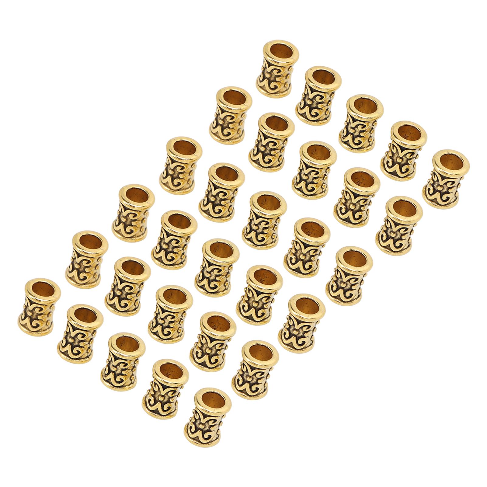 

30 шт. бусины-трубочки для волос из сплава в стиле ретро, аксессуары для дредов для самостоятельного плетения волос, браслета золотистый