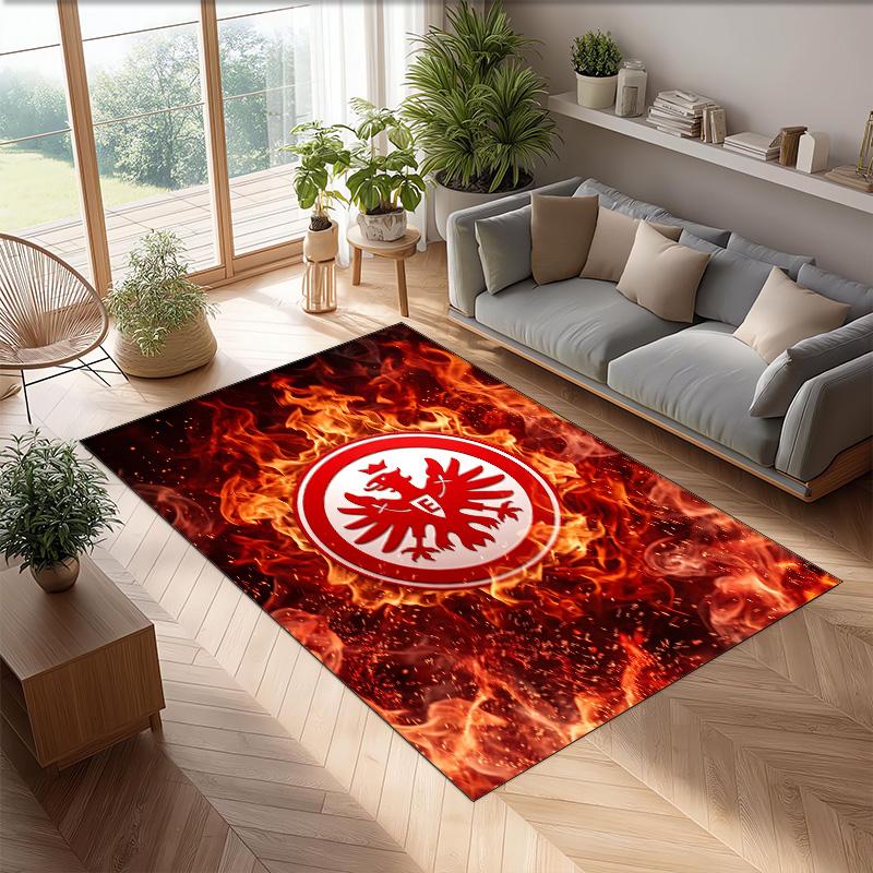 Eintracht Frankfurt Football Print Crystal Velvet Rug, Comfortable Water Absorbent Non Slip Indoor Floor Carpet