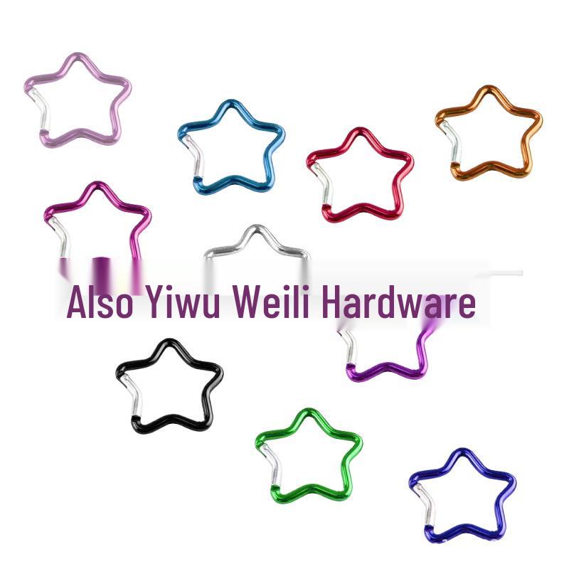 Colorful Aluminum Pentagon Carabiner Hook for Bags, Jewelry & Clothing Accessories with Star Quick-Release Buckle