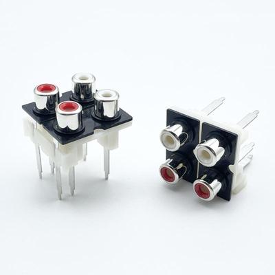 1Pcs 2/4/6Holes Stereo Audio Jack High Quality Golden Connector 90/180 Degree Sealed AV Audio Female Input Socket