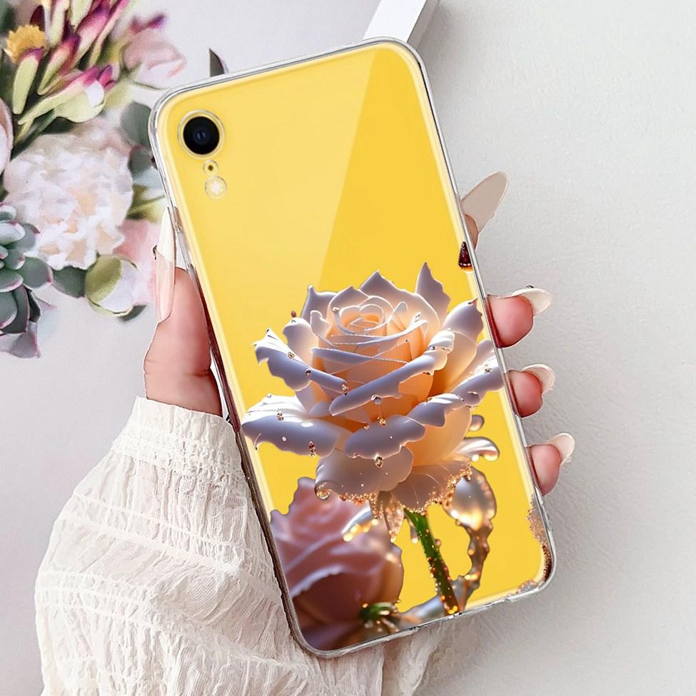 Klar Für iPhone XR Hülle Abdeckung Luxus Mode Blumen Süße Katze Lustig Cool Bemalt Weiche Handyhülle A2105 A1984 A2107 A2108 A2106