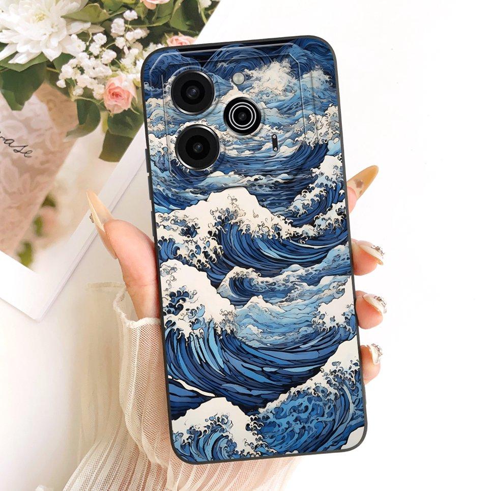 Phone Case For Tecno Pova 6 LI7 / Pova 6 Pro LI9 Casing Liquid Silicone Cartoon Dragon Funny Cat Seabeach Pattern Back Cover