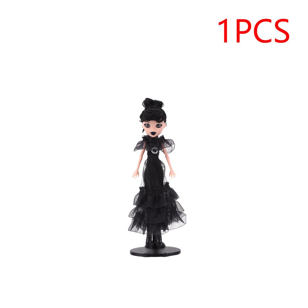 

Кукла ужасов из фильма «Аддамс» в черном готическом платье, милая фигурка, детские игрушки, модель «Аддамс» своими руками, подарок на Хэллоуин, день рождения, реквизит