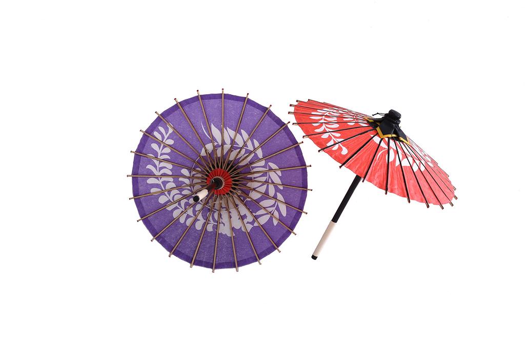 Yamamoto Bamboo Craft Shop Mini Japanese Umbrella Set - Purple Wisteria & Red Wisteria - Traditional Japanese Umbrella - Home Decor, Gift Umbrella (Pu