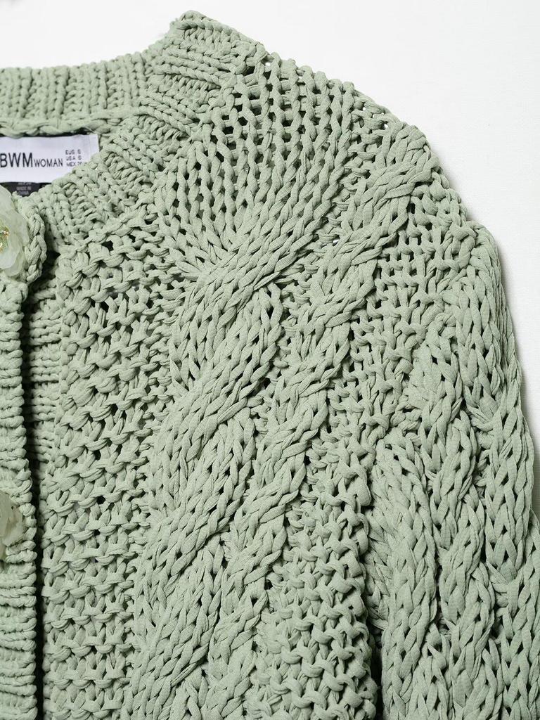 European & American Style Floral Button Women's Knit Cardigan - Soft & Cozy, Short Design for Early Spring 2025.