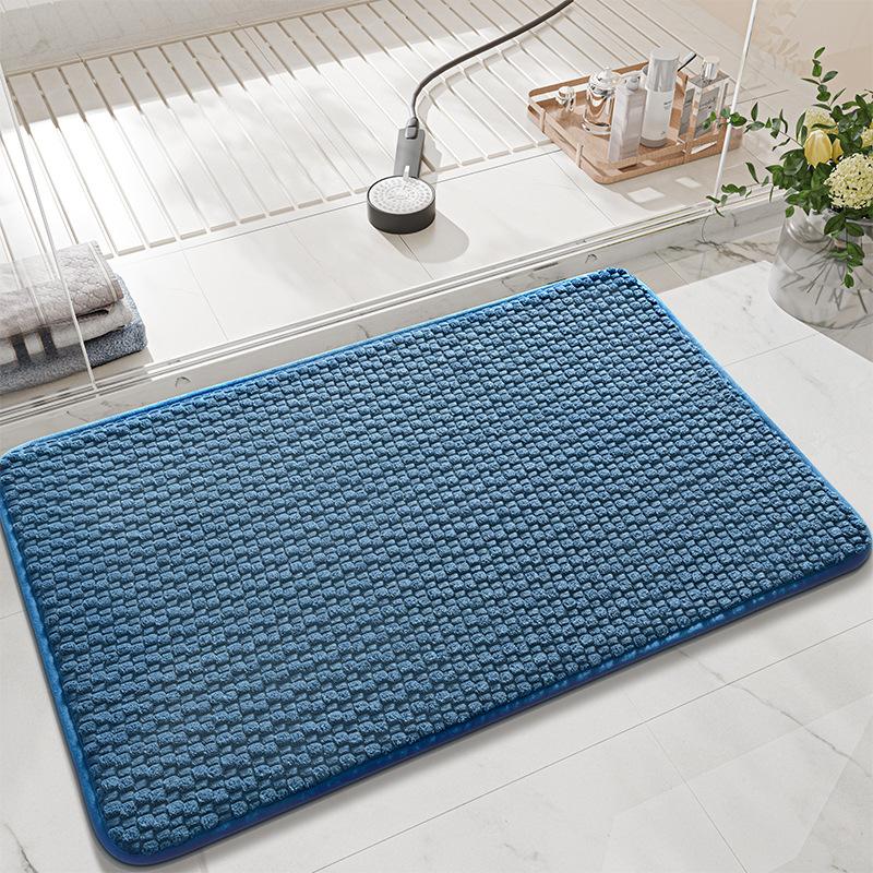 Corduroy Sponge Bath Mat, Soft Rebound Particle Plush Bathroom Rug, Comfortable Absorbent Non Slip Floor Mat