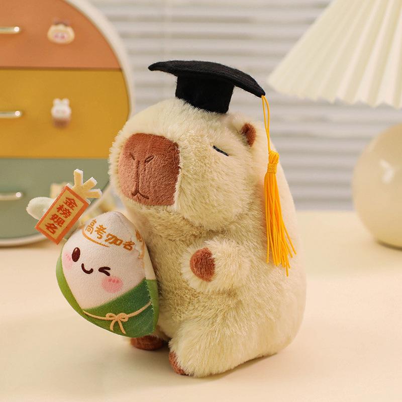 Cute Cute Doctor Hat Capybara Doll Plush Toy Donut Kapibara Doll Keychain Rag Doll