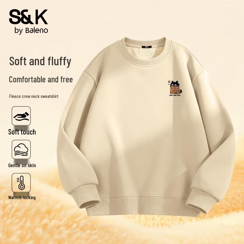 Baleno Men's S&K Series JPB Black Cat Print Thickened Crewneck Sweatshirt