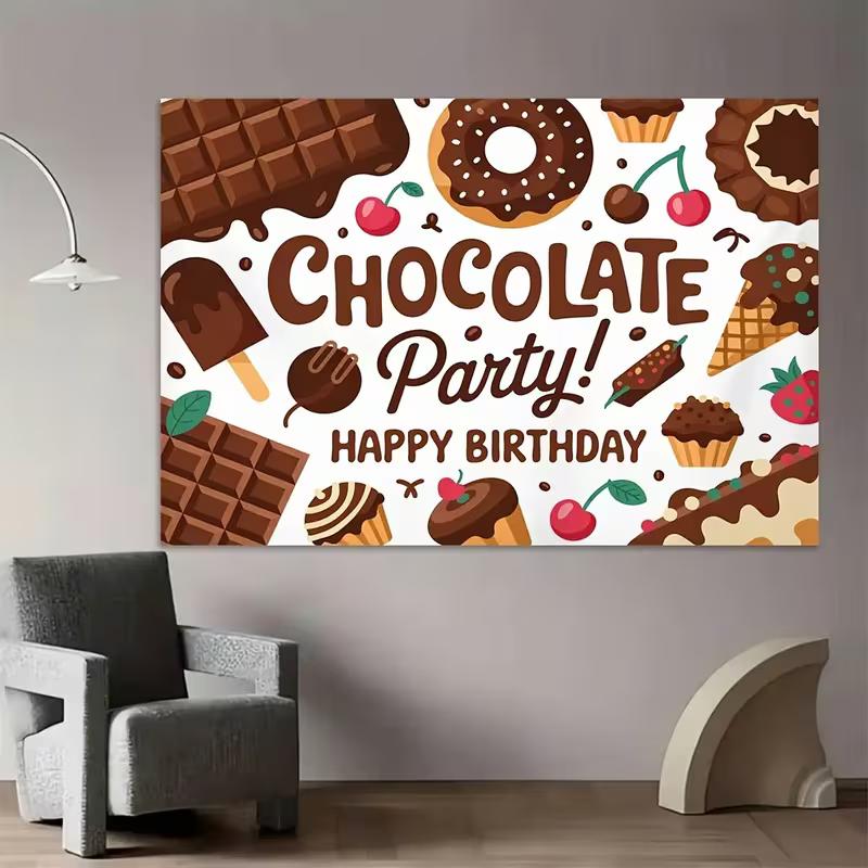 2D Sweet Chocolate Party Backdrop - Birthday Dessert Table Photo Booth Background