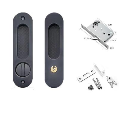 Novo Fechadura de Porta de Correr em Liga de Zinco Escondida Porta Interior Puxador de Porta Fechadura Ferragem Antifurto Escondida Maçaneta Fechadura Porta de Correr