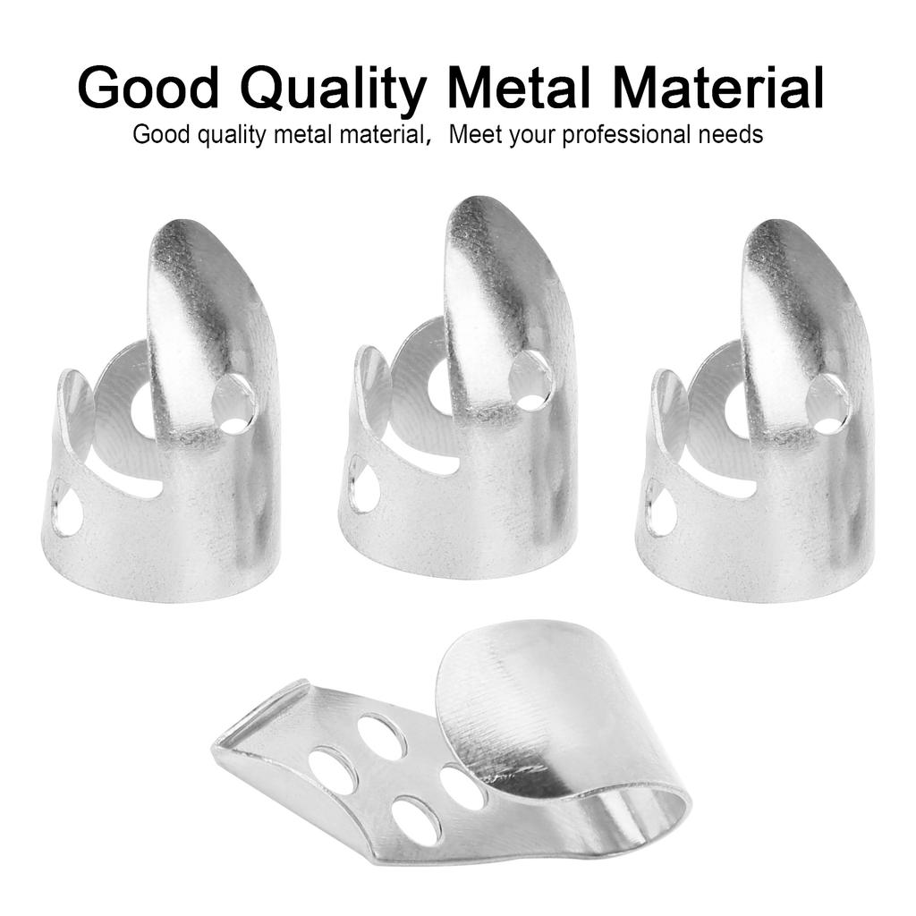 Finger Picks Metal 3Pcs Index Finger 1Pc Thumb Guitar Parts Musical Instrument Accessories(Gold )