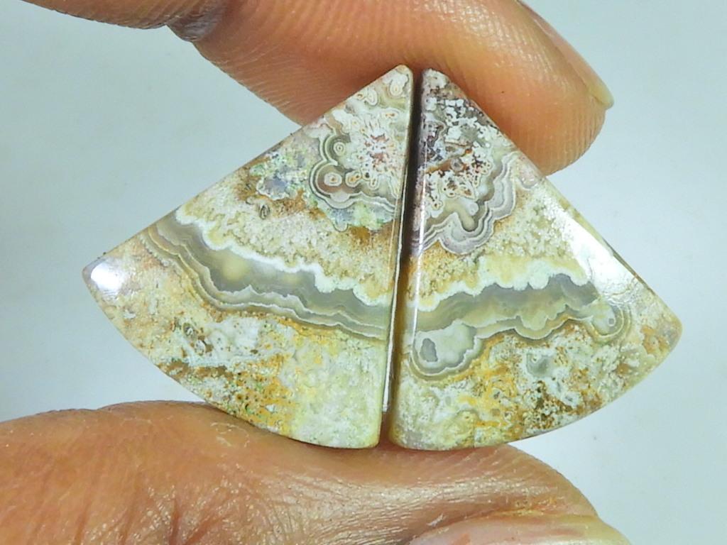 15Cts. AAA Crazy Lace Agate (17X20X03 Mm Each) Fancy Cabochon Matched Pair SK-3069