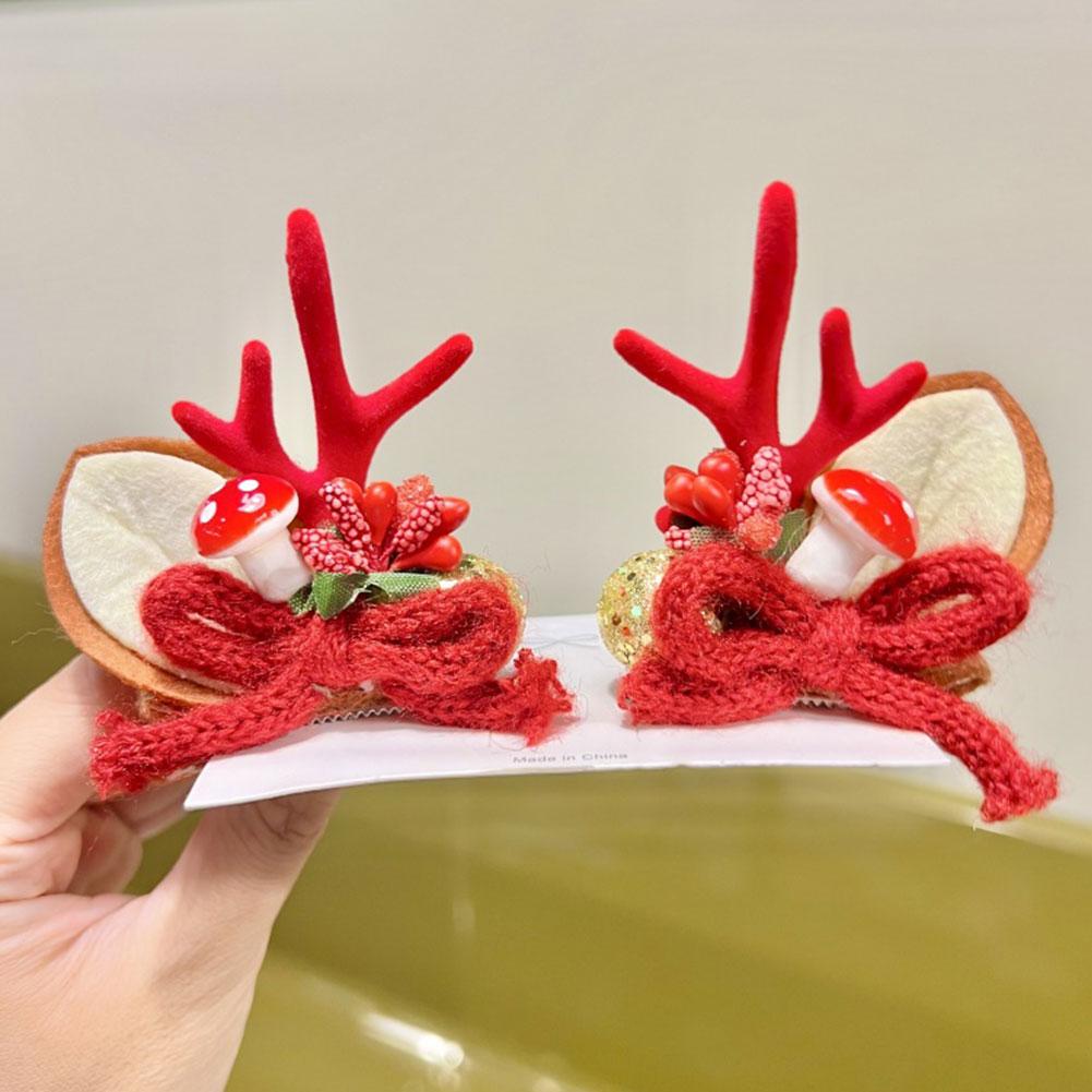 Christmas Antler Hair Clip Plush Hair Accessory Headwear Cute Barrettes Christmas Decoration Festival Gift For Women Girl