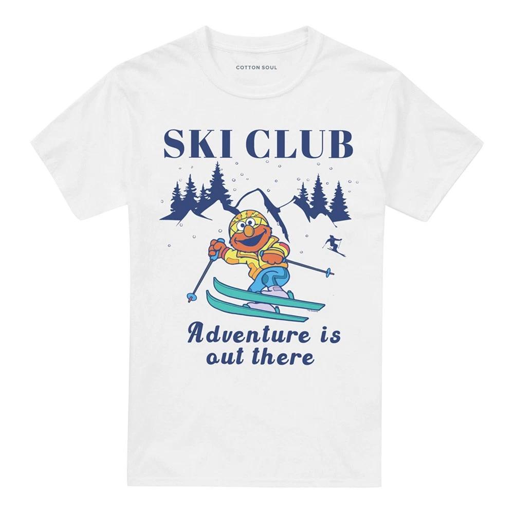 Приключение Клуба Лыжников Улицы Сезам с Элмо Футболка 100% Хлопок Мужские Футболки Топ S-5XL, Белый M