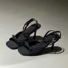 ankle strap silver satin bow high heel cool slippers stiletto open-toed women's sandals