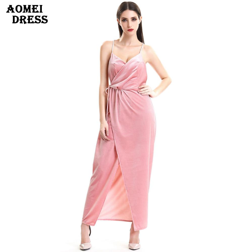Buy Women Velvet Sling V-Neck Backless 2019 Sexy Spring Long Dress ...