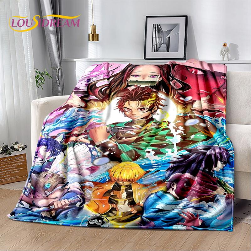 3D Demon Slayer Anime Kamado Nezuko Tanjirou Cartoon Blanket Soft Throw for Home Bedroom Bed Sofa Picnic Cover Child