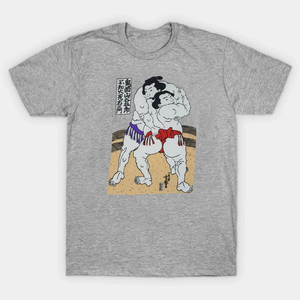 Vtg 80s 90s Old School Japan Sumo Wrestling Ukiyoe TShirt 100 Cotton ONeck Summer Short Sleeve Casual Mens Tshirt Size S3XL
