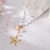 Fashion Irregular Imitation Pearls Shell Necklace for Women Exaggerated Metal Starfish Pendant Necklace Bohemian Jewelry Gifts
