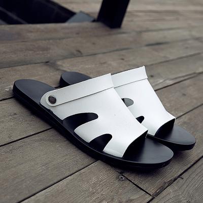 Sandals for Male Outdoor Leather Slippers Dual-Purpose Beach Shoes Casual Half Drag Mens Summer Shoes Soft-Soled Slides