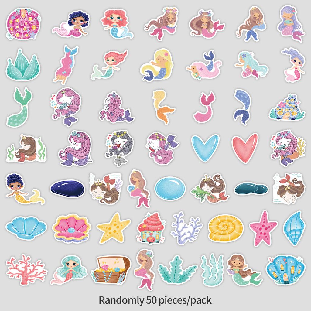 50 Mermaid Graffiti Stickers Suitcase Car Laptop Skateboard Mobile Phone Waterproof Decorative Stickers