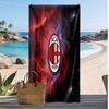 מגבת חוף מודפסת AC Milan, מגבת רכה מתייבשת במהירות, שמיכת חוף מלבנית גדולה ניידת לנסיעות, בריכה