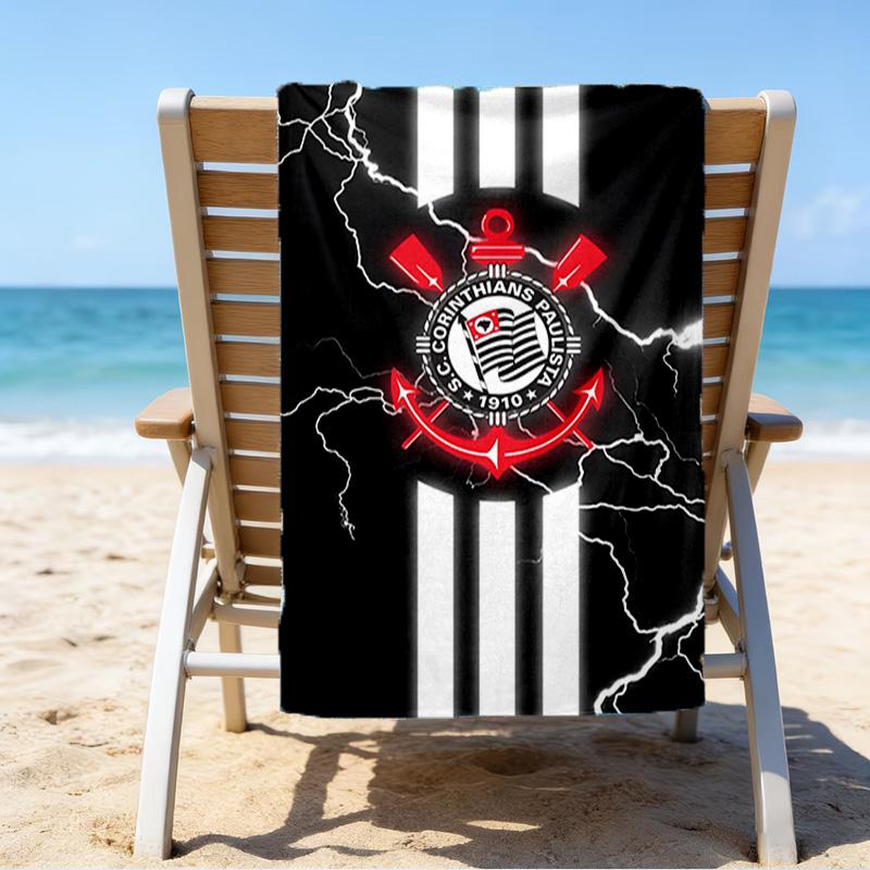 Sport Club Football Crest Printed Beach Towel, Super Soft Microfiber, Perfect Gift Birthday, for Pool, Beach, Travel, for family and friends