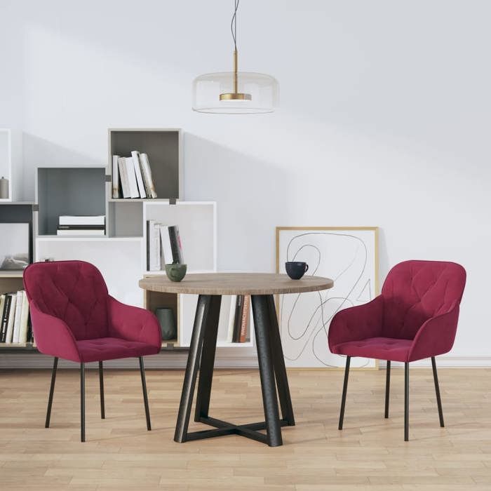 VidaXL Chaises de salle à manger 2 pcs Rouge bordeaux Velours 344850
