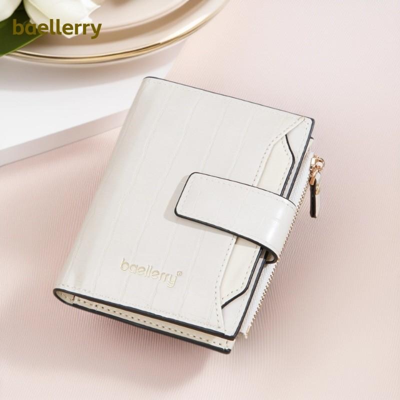 Baellerry Womens Short Pu Card Holder With Stone Pattern And Secure Zipper Closure For Daily Use