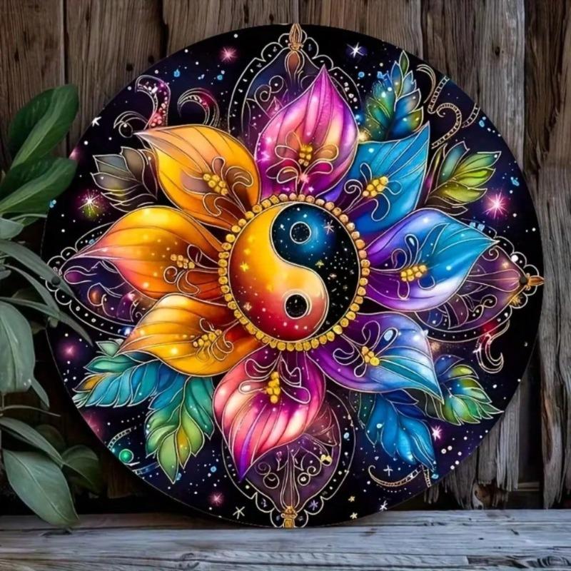 Metal Mandala Wall Art Yin Yang Sign Handmade Weatherproof Home Decor Indoor Outdoor