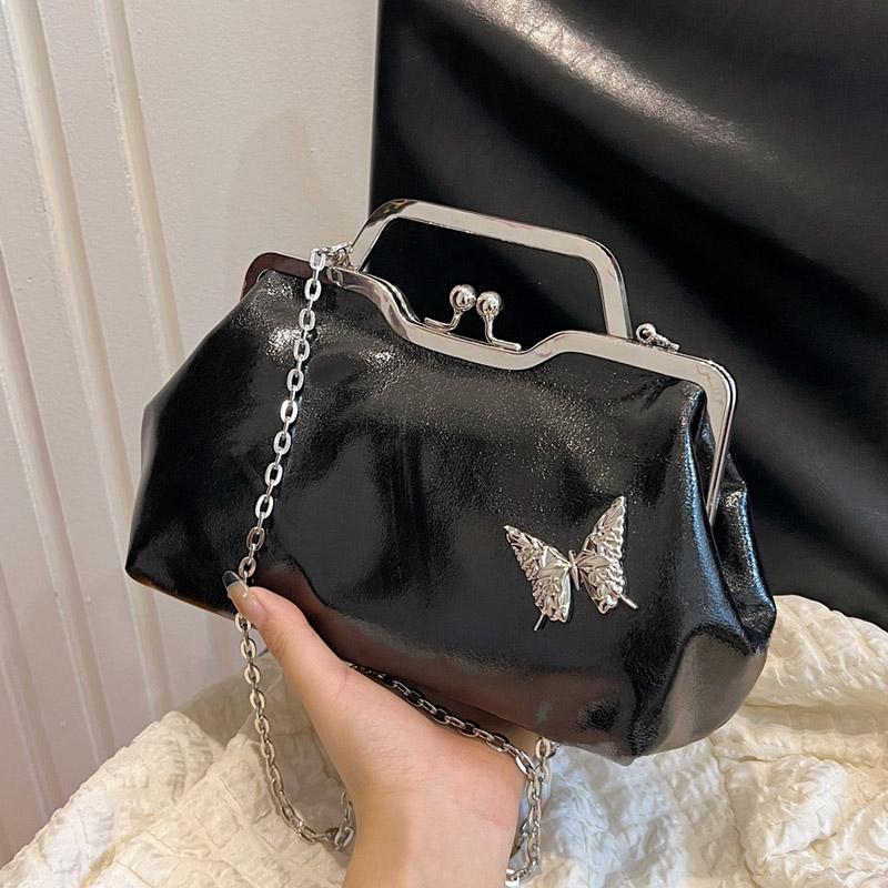 

Маленькая сумка через плечо с цепочкой для женщин 2024 года, новая модная ярко-розовая сумка-ракушка, универсальная текстура, одно плечо, диагональная сумка-перекидка чёрный