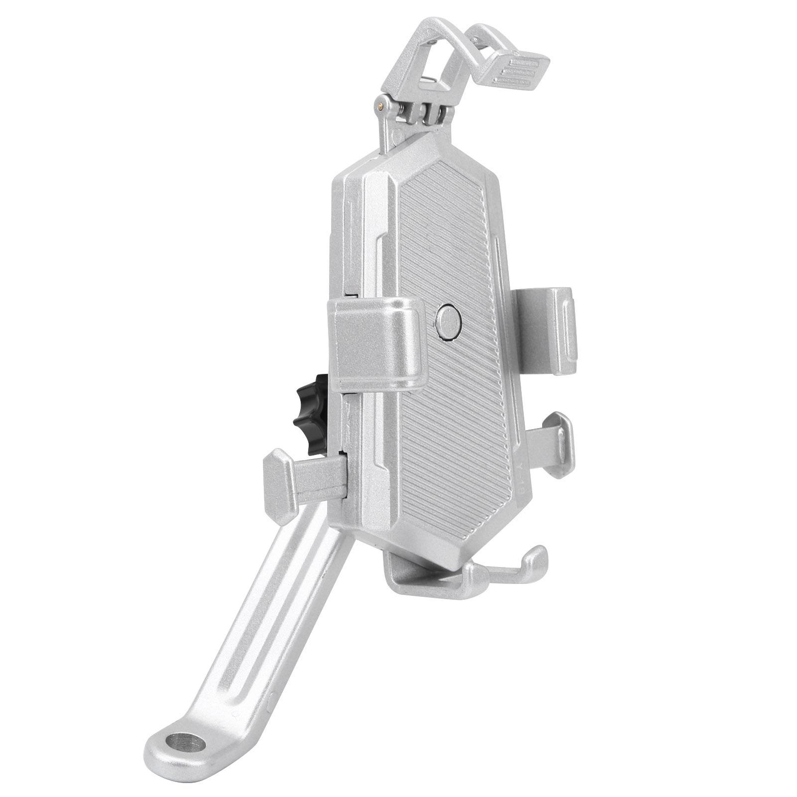 Aluminum Alloy Bike Phone Holder Shockproof Motorcycle Bicycle Cell Phone Stand MountSilver ‑ Rearview Mirror Type