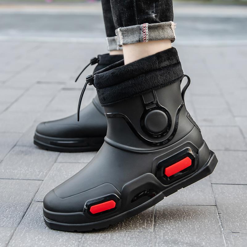 Fashion short rain shoes men's adult new rain boots wear thick-soled wear-resistant rubber shoes kitchen non-slip low-top waterproof shoes