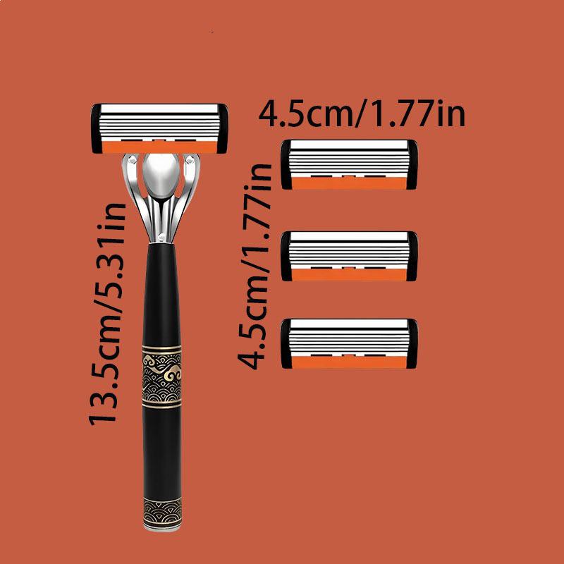 Six-Layer Razor Blade Shaver with Metal Holder for Hair Removal